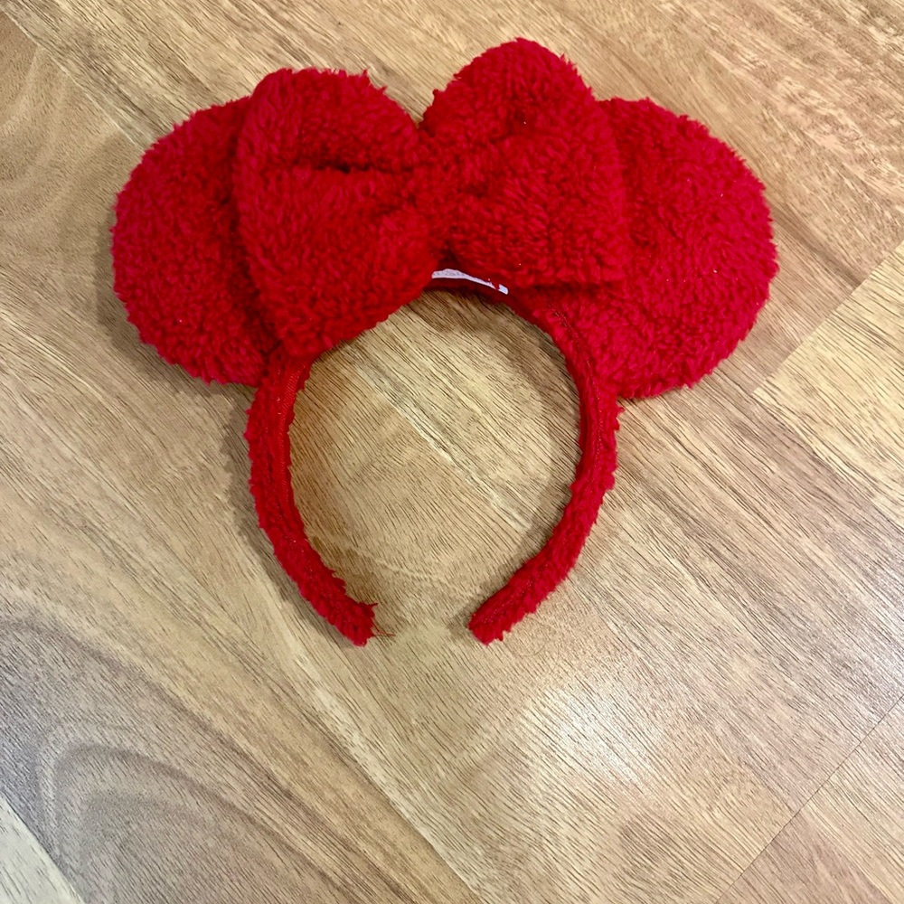 Red Sherpa Minnie Mouse Ears Headband